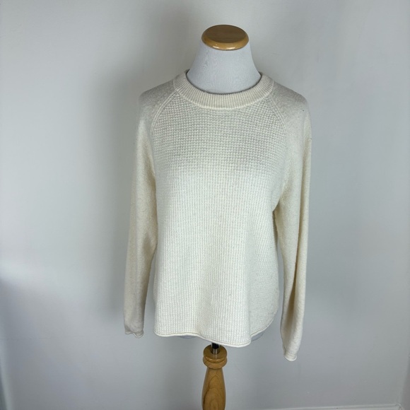 Madewell Merino Wool Cotton Waffle Sweater Cream Size L - Picture 2 of 10